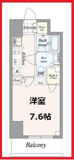 プライマル蔵前(1K/4階)の間取り写真
