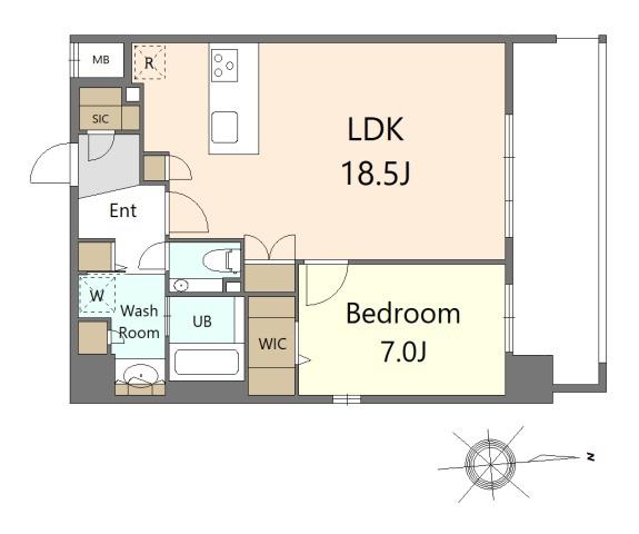 S-RESIDENCE大手門AWESOME(1LDK/7階)の間取り写真