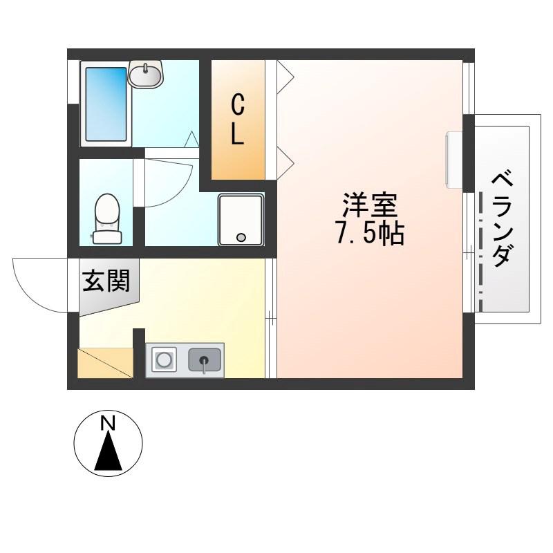 クライムハイツA棟(1K/1階)の間取り写真