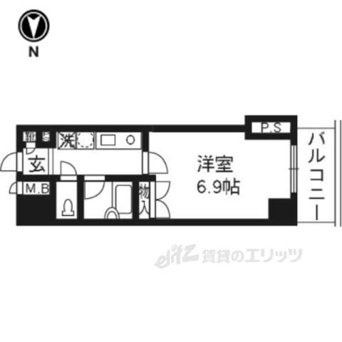 パインフィールド壬生(1K/2階)の間取り写真