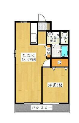 メゾン一伸(1LDK/4階)の間取り写真