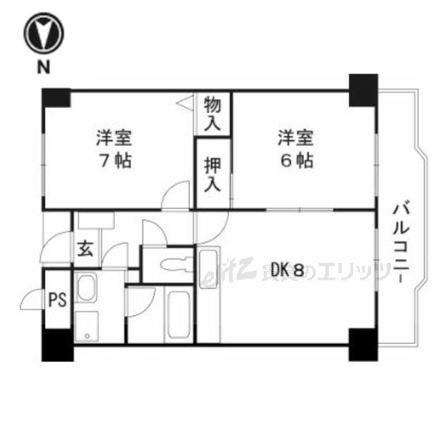 ロアジール西口(2DK/3階)の間取り写真