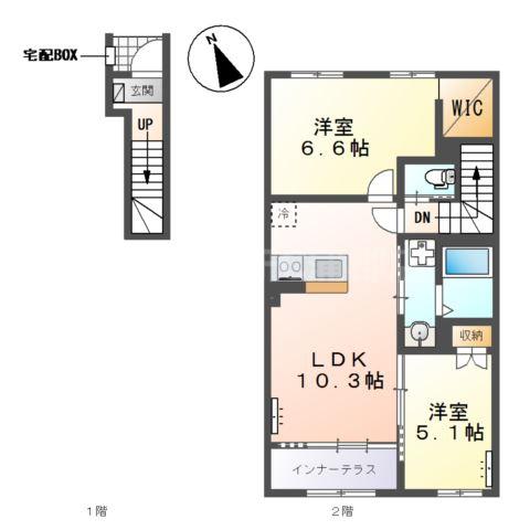 幸田町大字菱池 (2LDK/2階)の間取り写真