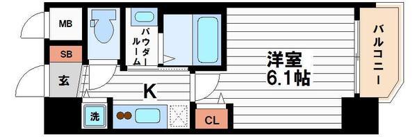 LIVECASA本町(1K/4階)の間取り写真