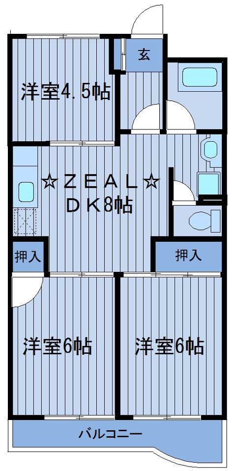 ニュー野村マンション(3DK/3階)の間取り写真