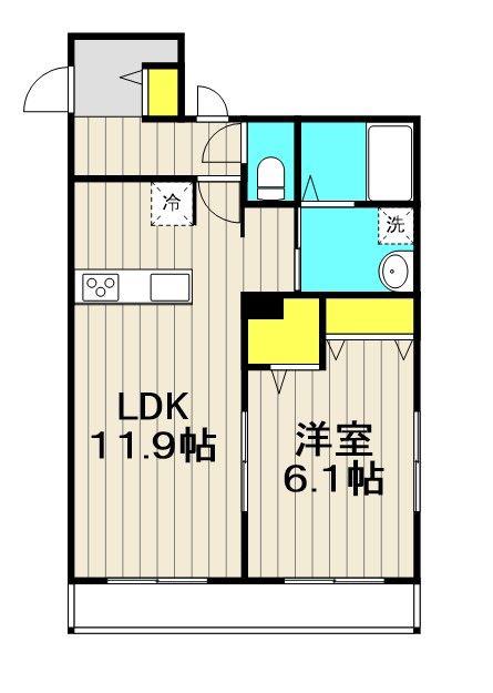 CIELI(1LDK/2階)の間取り写真