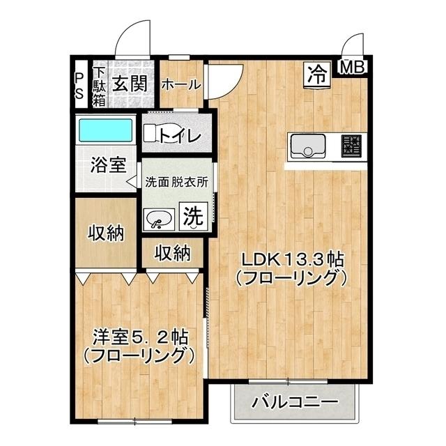 プレジールI(1LDK/2階)の間取り写真