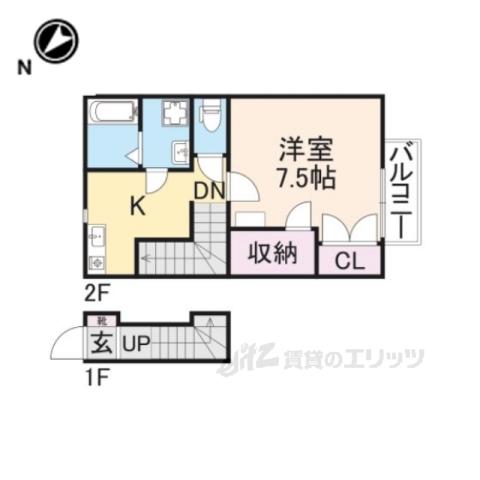 ハイツ華優(1K/2階)の間取り写真