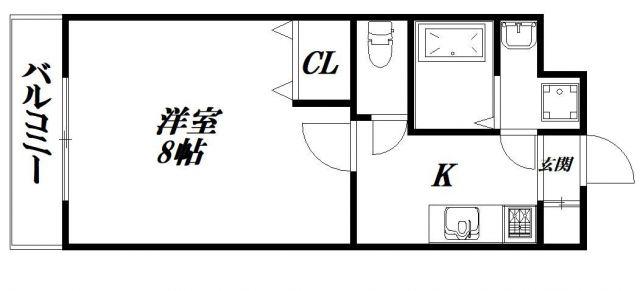 たちばな壱番館(1K/4階)の間取り写真