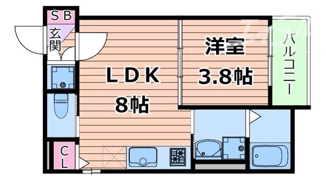 ZUI4BASE(1LDK/3階)の間取り写真