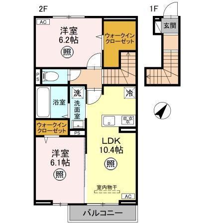 CLASSEUM桶川泉 V(2LDK/2階)の間取り写真