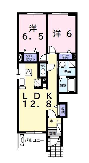 アルカンシエルA(2LDK/1階)の間取り写真