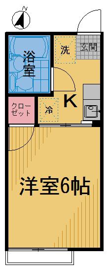 プラム府中(1K/1階)の間取り写真