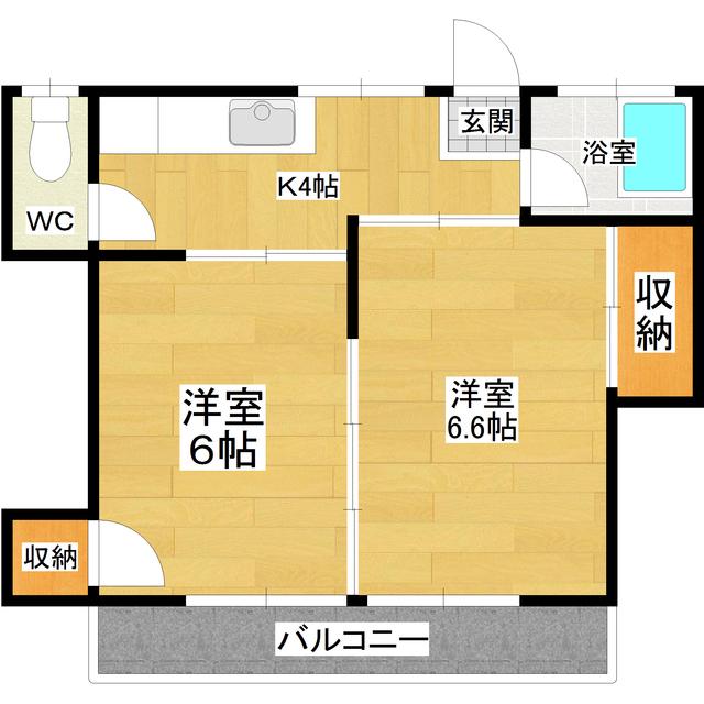 グレイス・カーサ(2DK/2階)の間取り写真