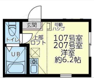 ユナイト四谷フォンターナ(ワンルーム/1階)の間取り写真