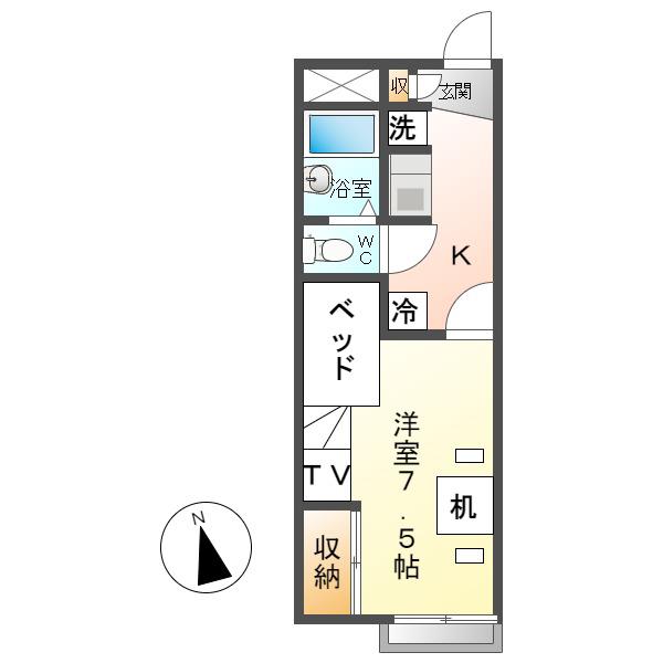 レオパレス大手(1K/2階)の間取り写真