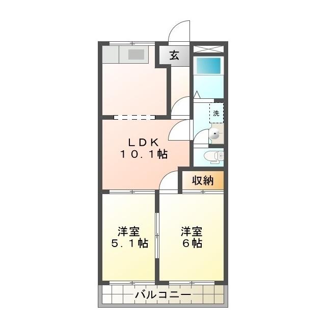 ニューコーポラス(2LDK/1階)の間取り写真