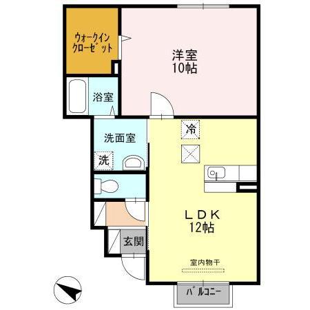 メゾンルシエルA(1LDK/1階)の間取り写真