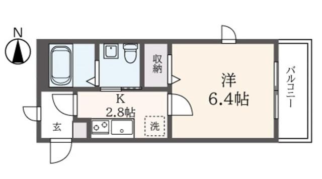 クワトロ(1K/2階)の間取り写真