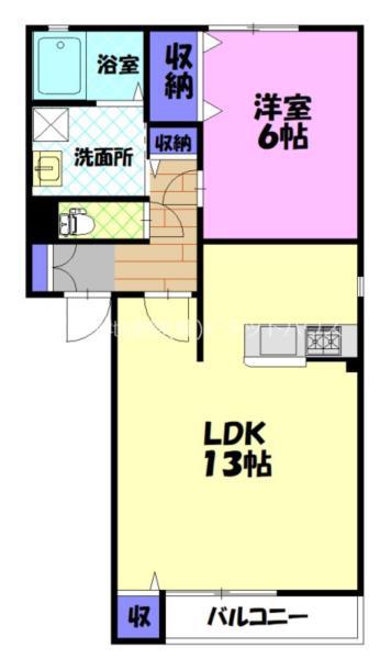 スプレマシー B(1LDK/1階)の間取り写真