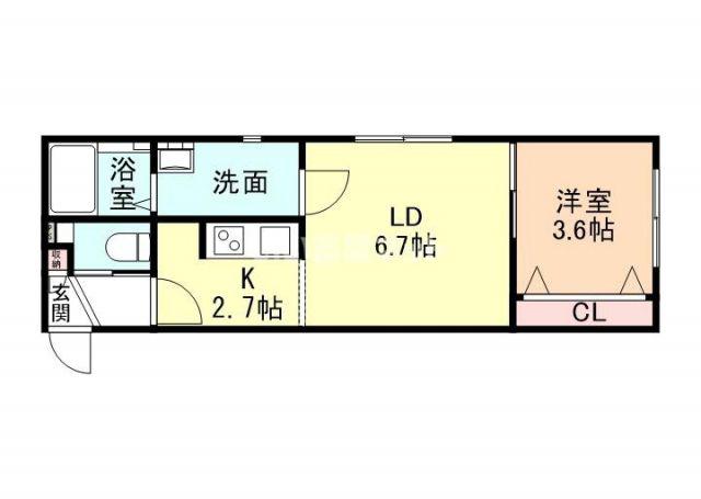 コモド太閤山II(1LDK/2階)の間取り写真