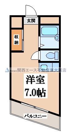 宝町ヴィラ(ワンルーム/2階)の間取り写真