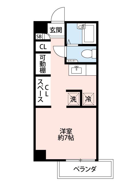 クイーンズビル(1DK/4階)の間取り写真
