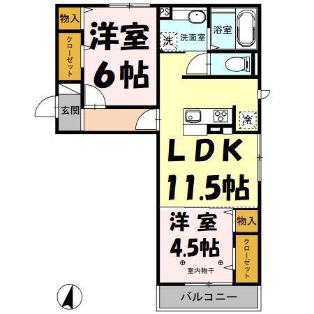 リヴィエール(2LDK/2階)の間取り写真