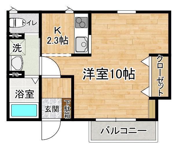 RAINBOW KAMIYOKOBA A(1K/1階)の間取り写真