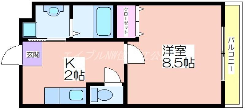 ロジュマン 松和(1K/3階)の間取り写真