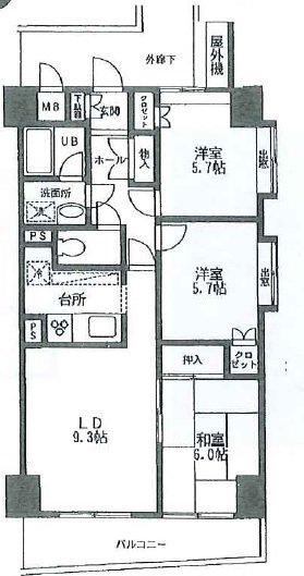エクセラージュ船堀(3LDK/6階)の間取り写真