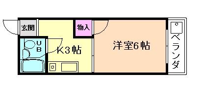 コンドミニアム美園(1K/2階)の間取り写真