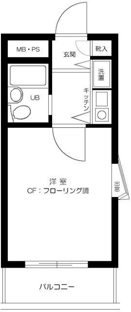 アサカシオン大岡山(1K/3階)の間取り写真