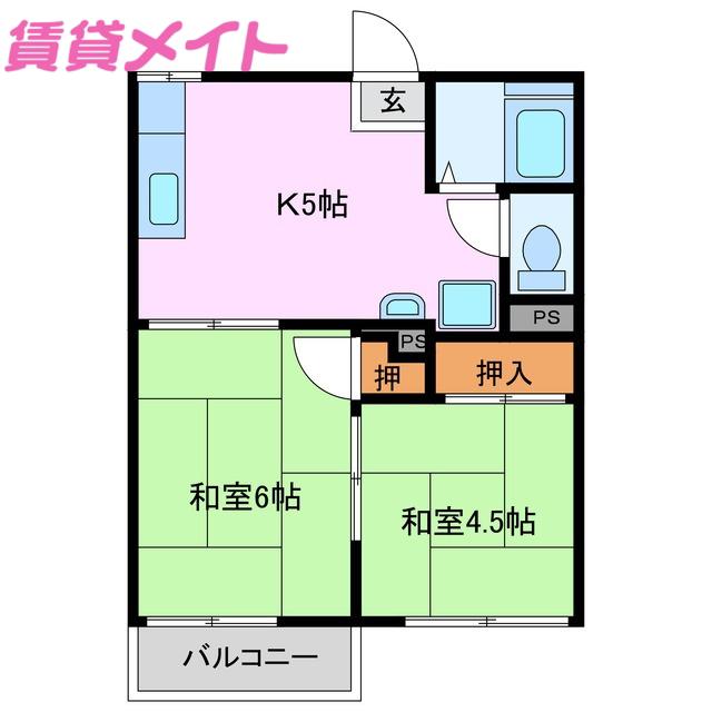 フォーブルねむの樹(2K/2階)の間取り写真