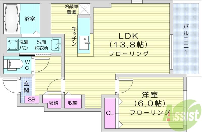 アヴニールⅡ(1LDK/1階)の間取り写真