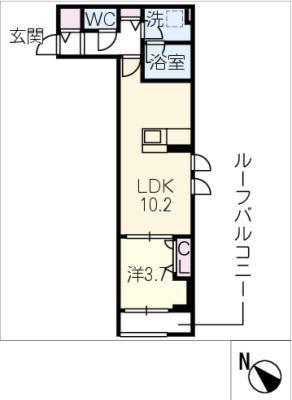 BELLE LEAD MANSION折立(1LDK/2階)の間取り写真
