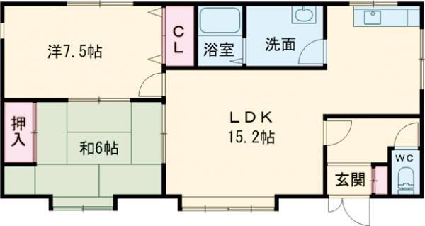 サクセス中道(2LDK/1階)の間取り写真