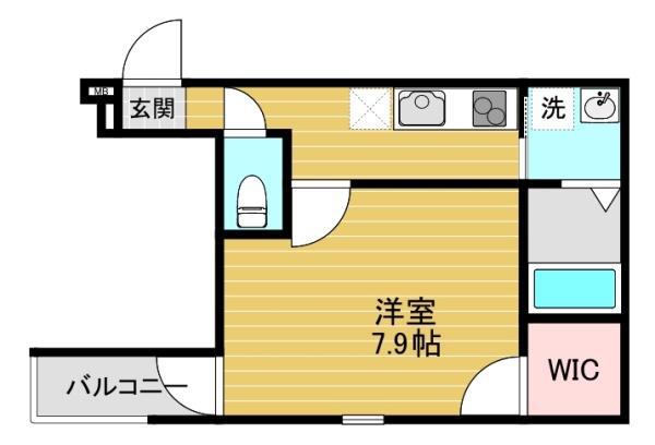フジパレス鷹合(1K/1階)の間取り写真