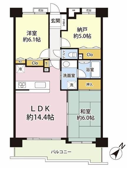 ディアコート横浜・関内(2SLDK/6階)の間取り写真