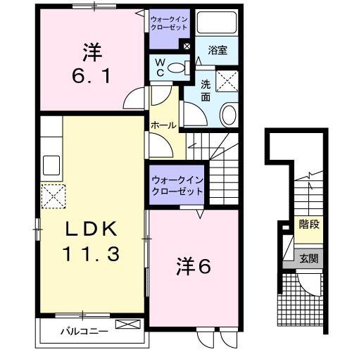 ブローテ(2LDK/2階)の間取り写真