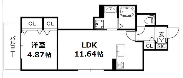 PISO丹波口(1LDK/3階)の間取り写真