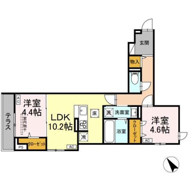 D-ROOM松木B(2LDK/2階)の間取り写真