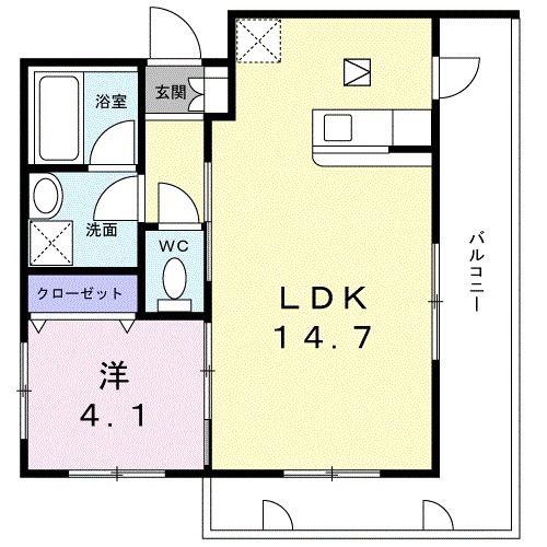 ルネスG才賀(1LDK/3階)の間取り写真