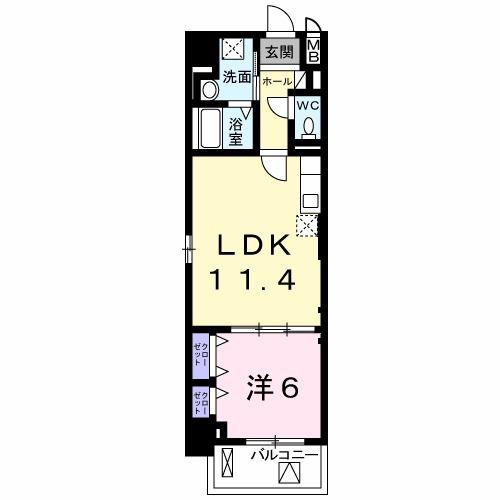 プランドールコート神戸(1LDK/9階)の間取り写真
