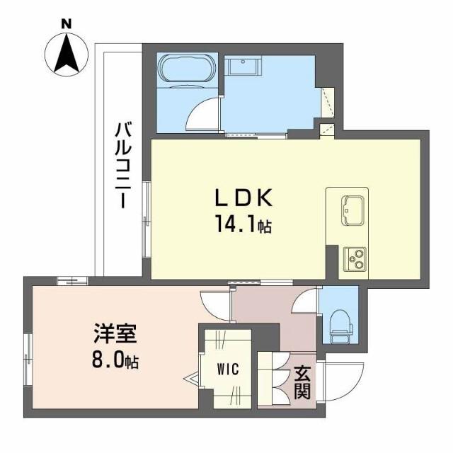 シャーメゾン 二口 パナ XI(1LDK/2階)の間取り写真