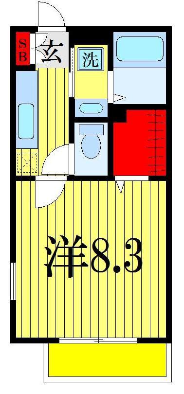 ブランラトゥール1(1K/2階)の間取り写真
