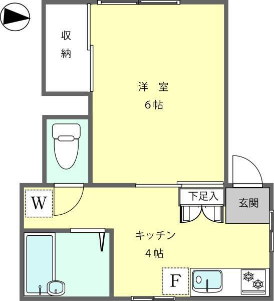 イーストヒルズ(1K/1階)の間取り写真