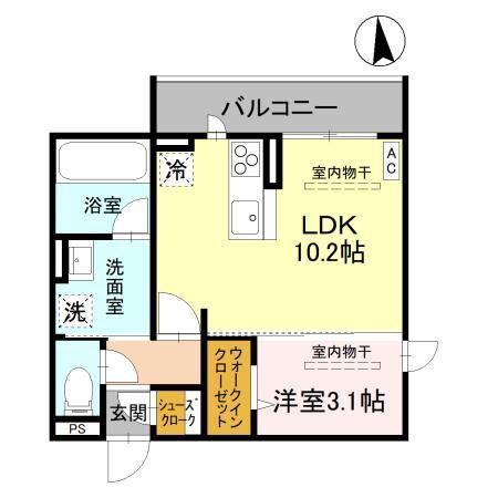 ARK西城南(1LDK/2階)の間取り写真