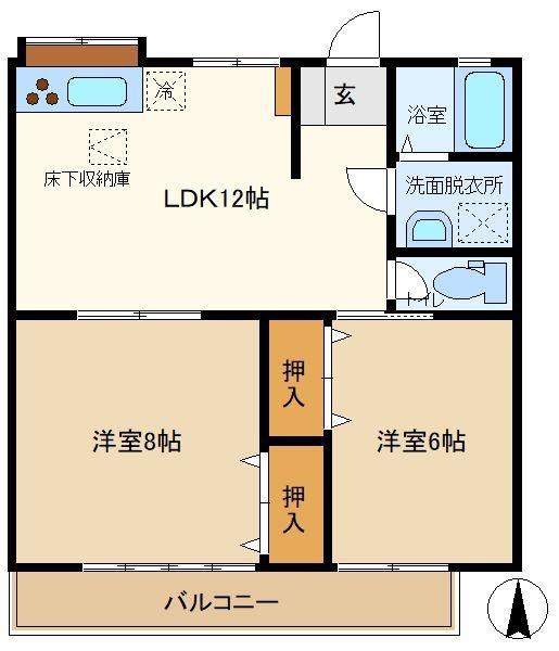 メゾン・フォレスト(2LDK/2階)の間取り写真
