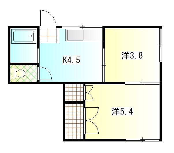 仲六郷ハイツ(2K/2階)の間取り写真